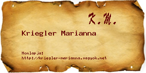 Kriegler Marianna névjegykártya